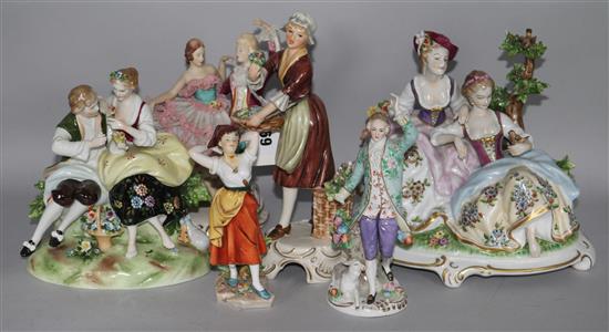 A group of six Continental porcelain figures